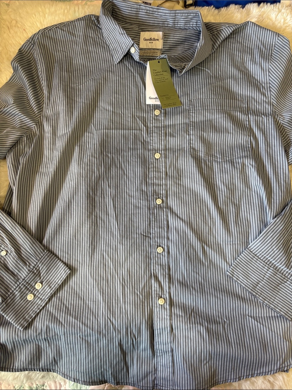 Goodfellow & Co Blue and White Pinstripe Dress Shirt